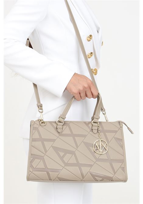 Borsa a tracolla beige da donna con logo embossed ARMANI EXCHANGE | 9491654F78414849